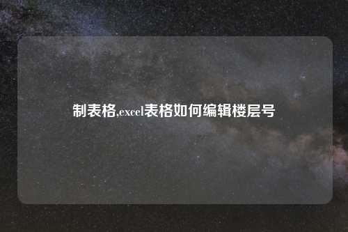 制表格,excel表格如何编辑楼层号