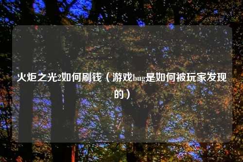 火炬之光2如何刷钱（游戏bug是如何被玩家发现的）