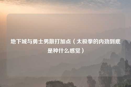 地下城与勇士男散打加点（太极拳的内劲到底是种什么感觉）
