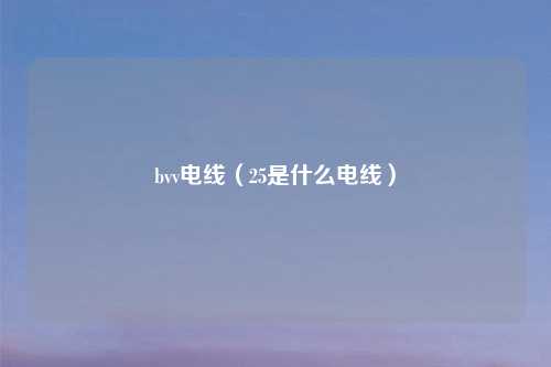 bvv电线(25是什么电线)