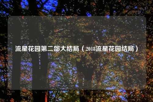 流星花园第二部大结局（2018流星花园结局）