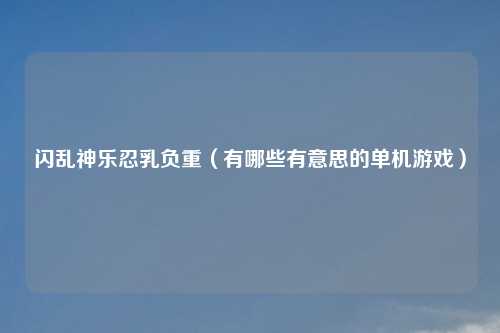 闪乱神乐忍乳负重(有哪些有意思的单机游戏)