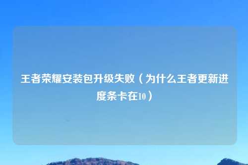王者荣耀安装包升级失败（为什么王者更新进度条卡在10）
