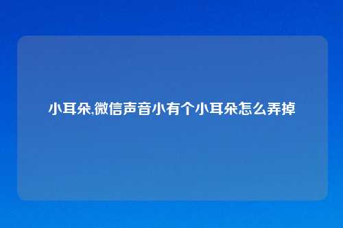 小耳朵,微信声音小有个小耳朵怎么弄掉