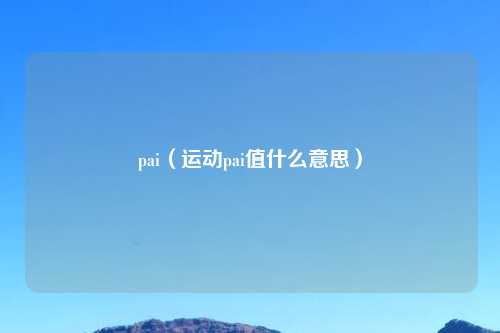 pai（运动pai值什么意思）