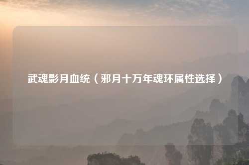 武魂影月血统（邪月十万年魂环属性选择）