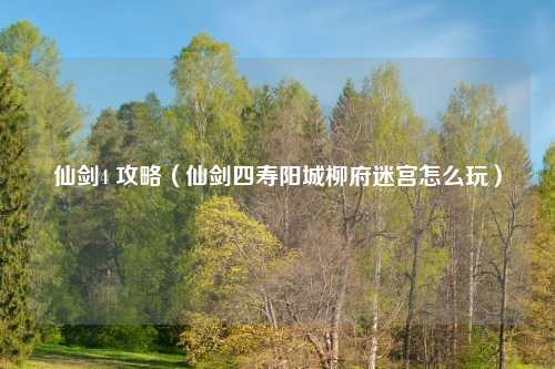 仙剑4 攻略（仙剑四寿阳城柳府迷宫怎么玩）