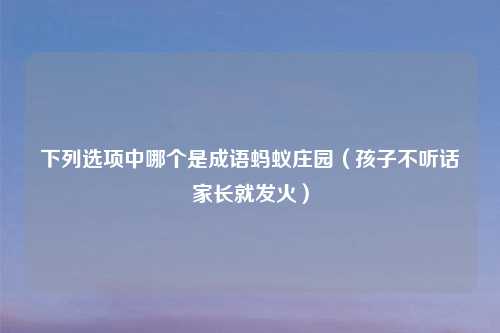 下列选项中哪个是成语蚂蚁庄园（孩子不听话家长就发火）