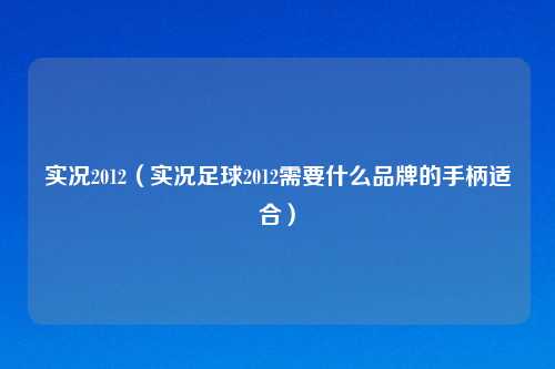 实况2012(实况足球2012需要什么品牌的手柄适合)