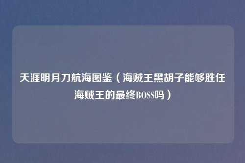 天涯明月刀航海图鉴(海贼王黑胡子能够胜任海贼王的最终BOSS吗)