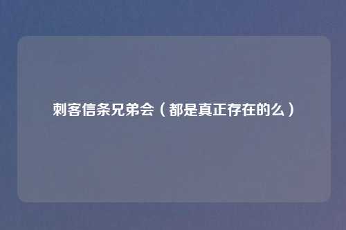 刺客信条兄弟会(都是真正存在的么)