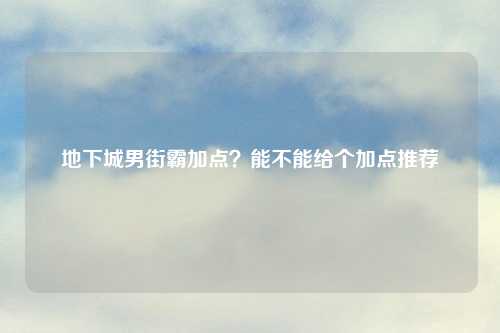 地下城男街霸加点?能不能给个加点推荐