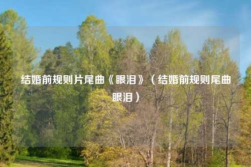 结婚前规则片尾曲《眼泪》(结婚前规则尾曲眼泪)