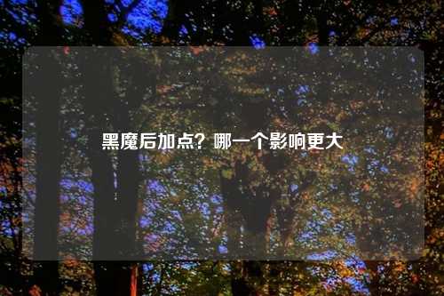 黑魔后加点?哪一个影响更大