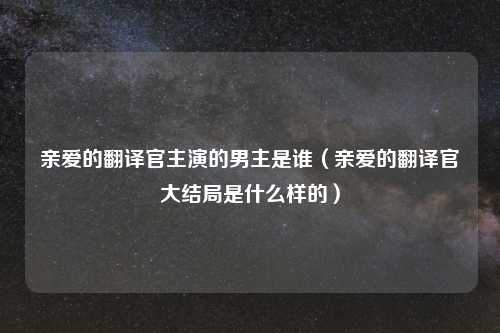 亲爱的翻译官主演的男主是谁(亲爱的翻译官大结局是什么样的)
