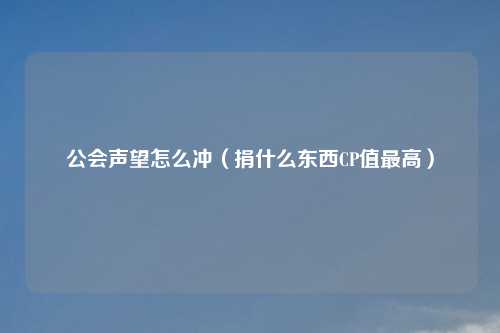 公会声望怎么冲(捐什么东西CP值更高)