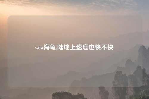 wow海龟,陆地上速度也快不快