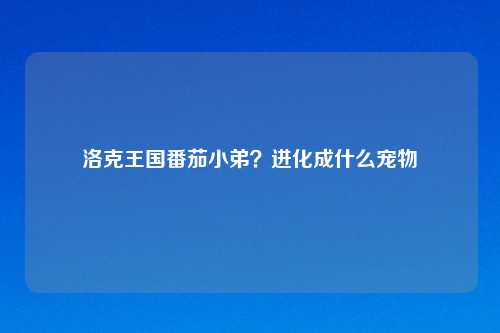 洛克王国番茄小弟?进化成什么宠物