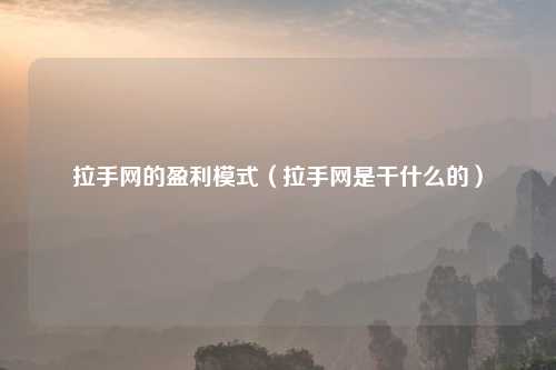 拉手网的盈利模式(拉手网是干什么的)