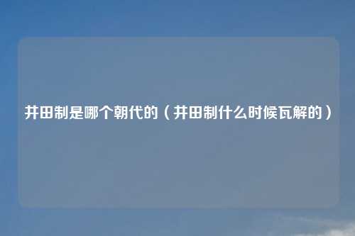 井田制是哪个朝代的(井田制什么时候瓦解的)