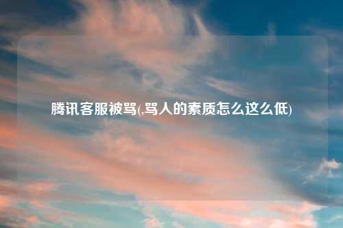 腾讯 被骂(,骂人的素质怎么这么低)