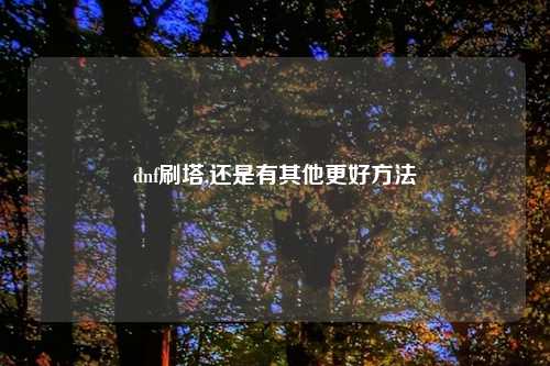 dnf刷塔,还是有其他更好     