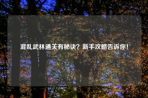 混乱武林通关有秘诀?新手攻略告诉你!