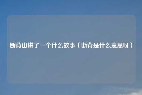 断背山讲了一个什么故事(断背是什么意思呀)