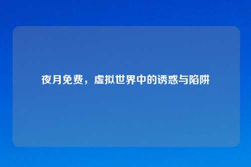 夜月免费,虚拟世界中的诱惑与陷阱
