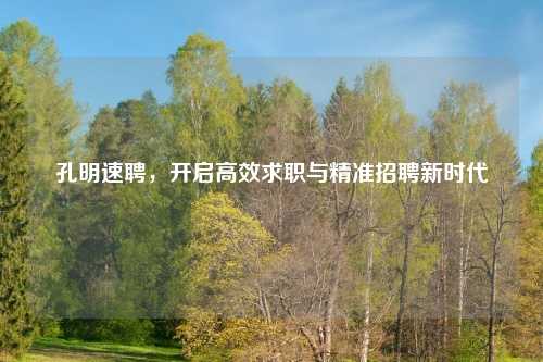 孔明速聘，开启高效求职与精准     新时代
