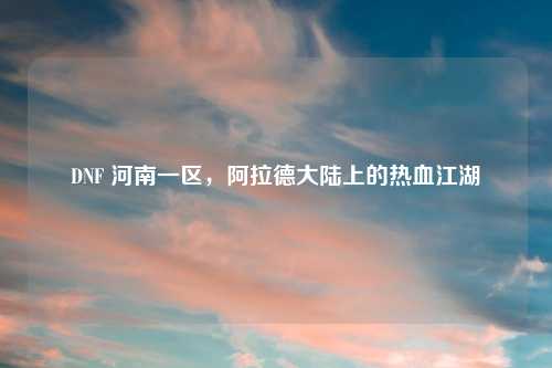 DNF 河南一区，阿拉德大陆上的热血江湖