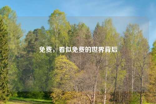 免费，看似免费的世界背后