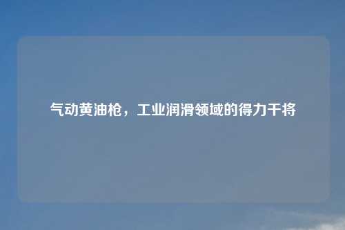 气动黄油枪,工业润滑领域的得力干将