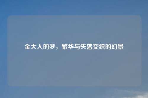 金大人的梦,繁华与失落交织的幻景