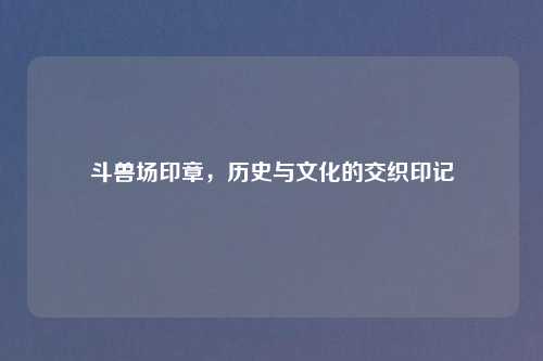 斗兽场印章，历史与文化的交织印记