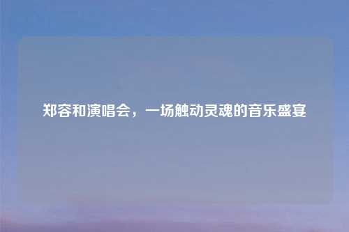郑容和演唱会，一场触动灵魂的音乐盛宴