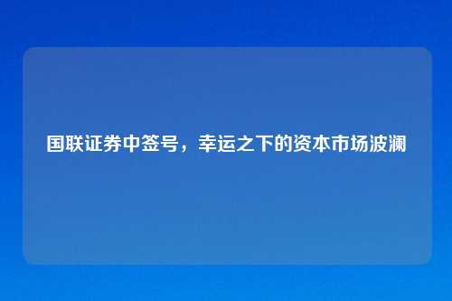 国联证券中签号，幸运之下的资本市场波澜