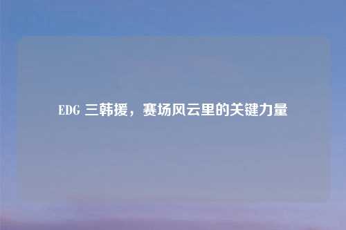 EDG 三韩援，赛场风云里的关键力量