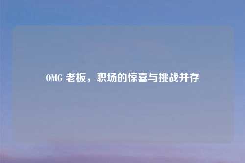 OMG 老板,职场的惊喜与挑战并存