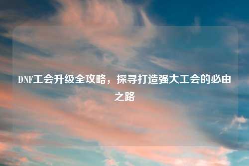 DNF工会升级全攻略,探寻打造强大工会的必由之路