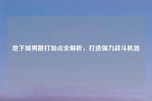 地下城男散打加点全解析，打造强力战斗机器