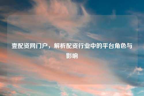 壹配资网门户,解析配资行业中的平台角色与影响