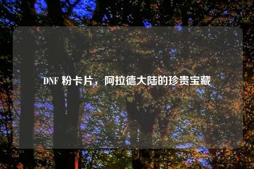 DNF 粉卡片，阿拉德大陆的珍贵宝藏