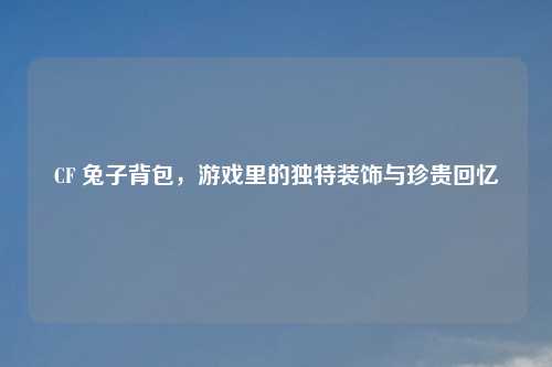 CF 兔子背包，游戏里的独特装饰与珍贵回忆