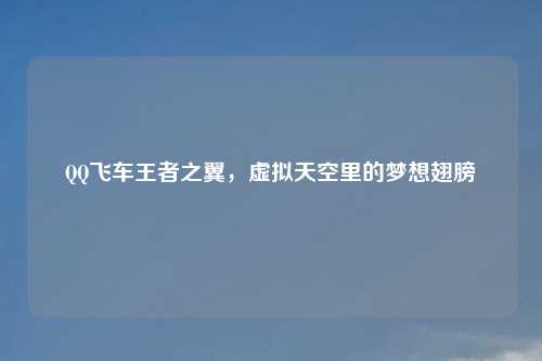 飞车王者之翼,虚拟天空里的梦想翅膀