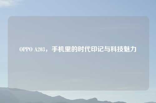 OPPO A203，手机里的时代印记与科技魅力