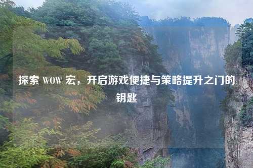 探索 WOW 宏,开启游戏便捷与策略提升之门的钥匙