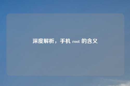 深度解析,手机 root 的含义