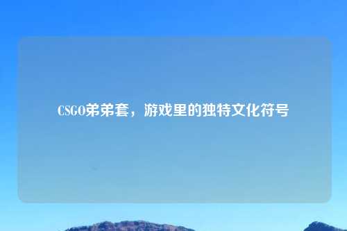 CSGO弟弟套，游戏里的独特文化符号