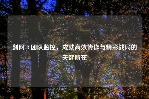 剑网 3 团队监控，成就高效协作与精彩战局的关键所在
